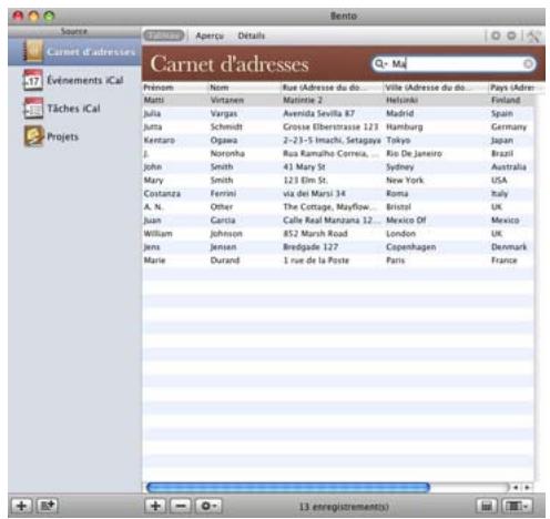 FILEMAKER BENTO 1 - Pour utiliser le champ Recherche : - 2