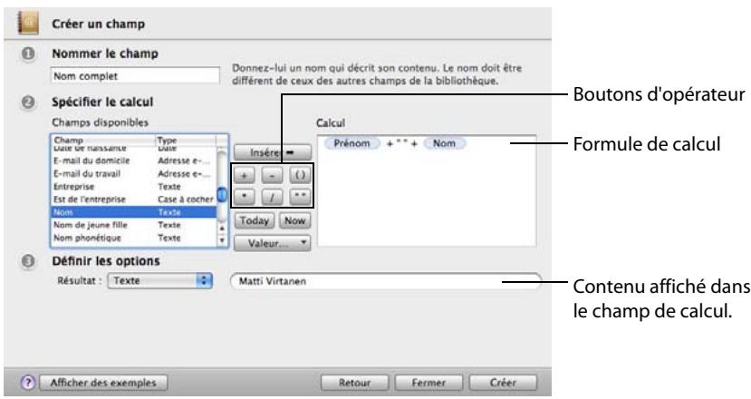 FILEMAKER BENTO 2 - Pour créer un champ calculé : - 1