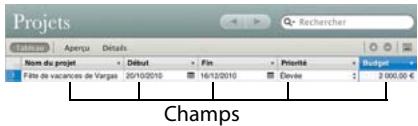 FILEMAKER BENTO 2 - Bento propose un large choix de types de champ pour stocker les informations courantes. - 1