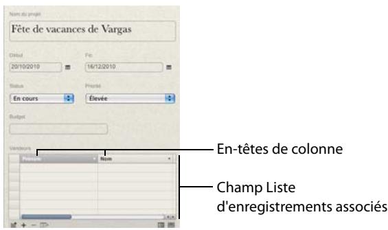 FILEMAKER BENTO 2 - Pour créer un champ liste d'enregistrements associés : - 1