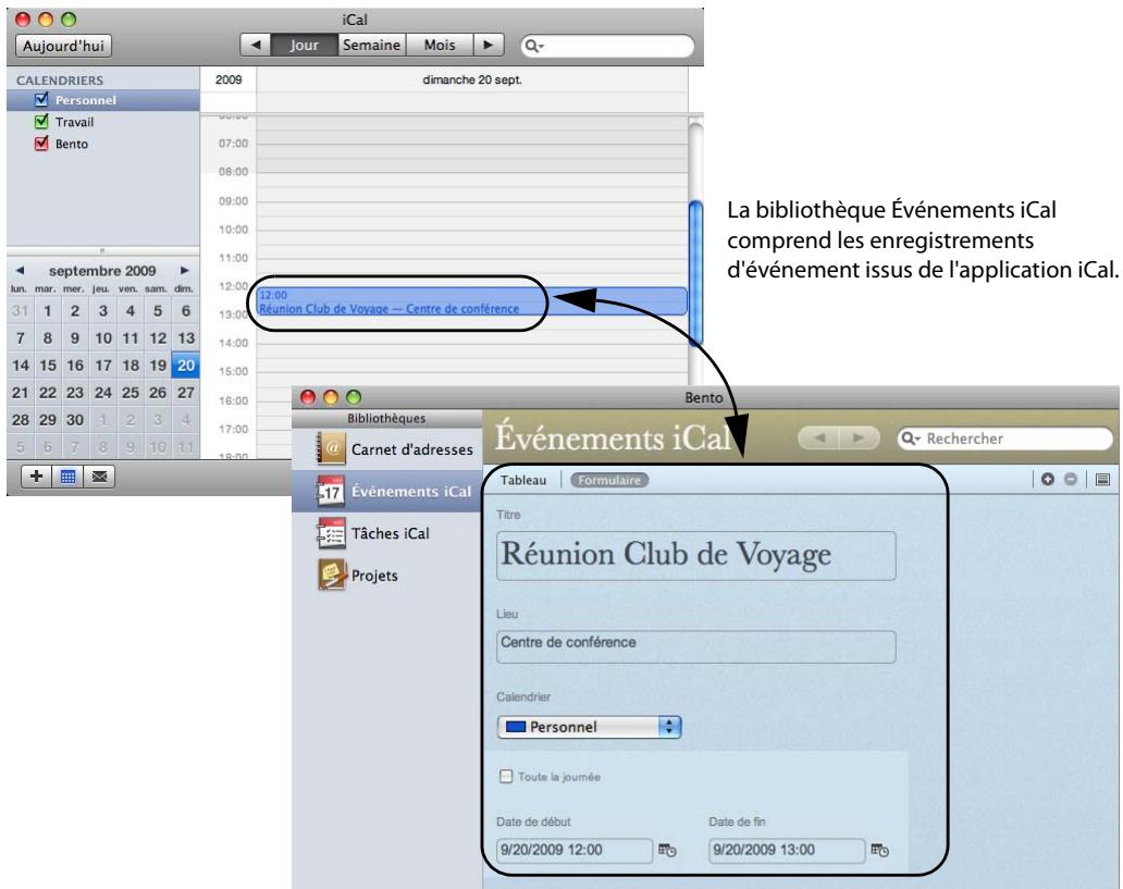 FILEMAKER BENTO 2 - Bibliothèques événements iCal et tâches iCal - 1