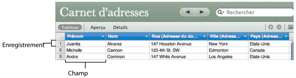FILEMAKER BENTO 2 - Pour ajouter un espace : - 1