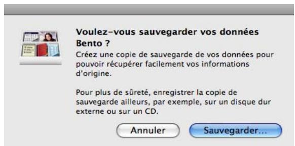 FILEMAKER BENTO 2 - Utilisation du rappel de sauvegarde - 1
