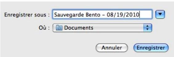 FILEMAKER BENTO 2 - Création d'un fichier de sauvegarde - 1