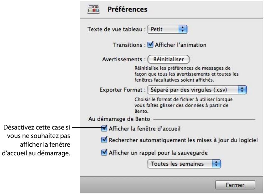 FILEMAKER BENTO 2 - Fenêtre d'accueil - 2