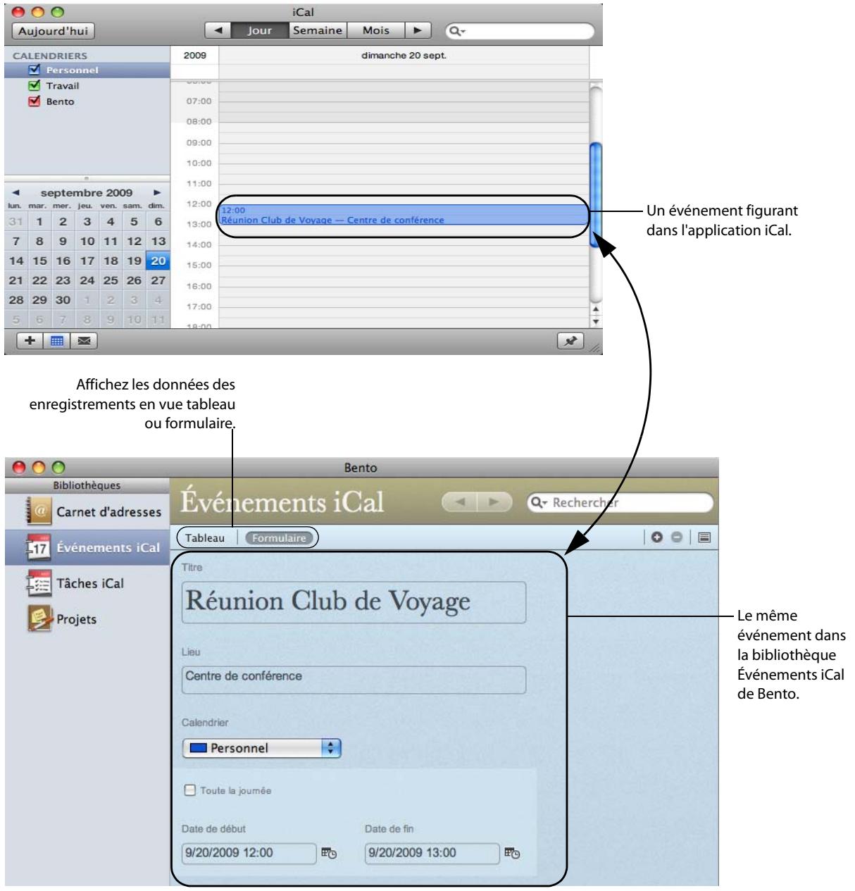 FILEMAKER BENTO 2 - Utilisation des données d'iCal - 1