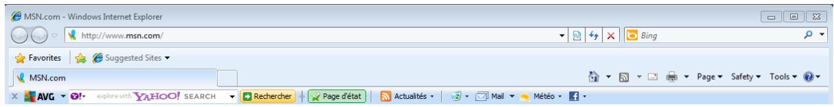AVG INTERNET SECURITY 2011 - Interface de la barre d'outils de sécurité AVG - 1
