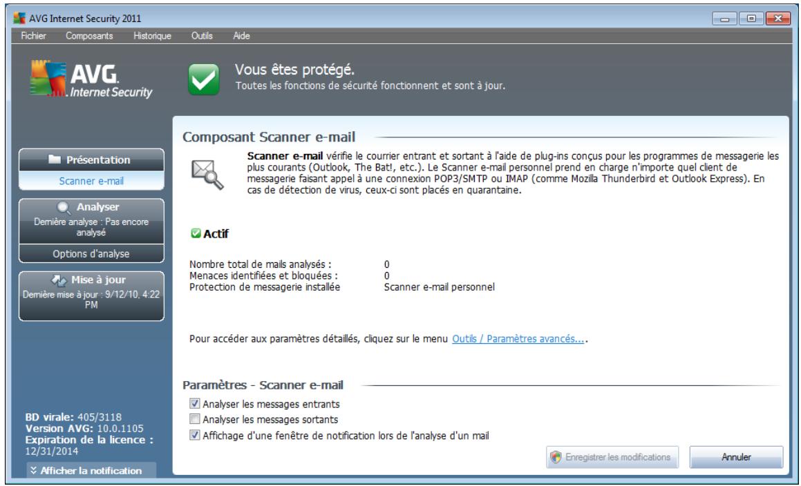 AVG INTERNET SECURITY 2011 - Interface du scanner e-mail - 1