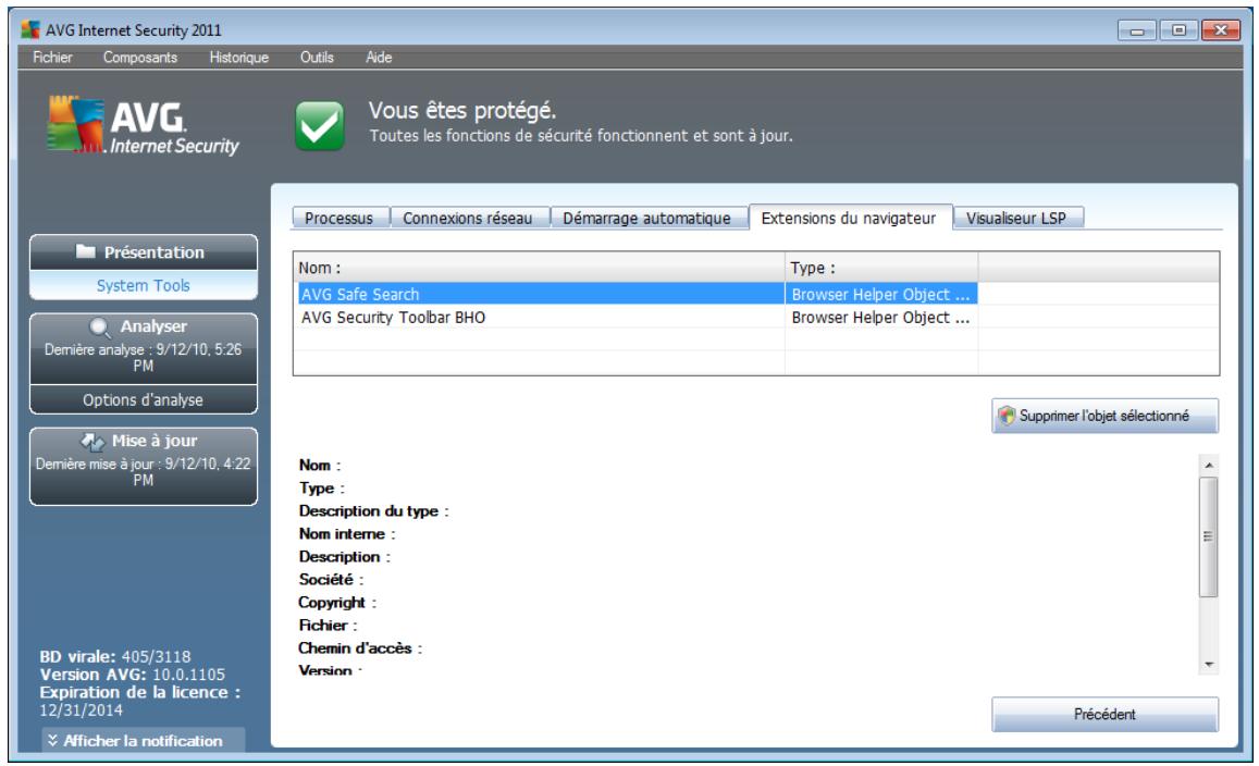 AVG INTERNET SECURITY 2011 - Extensions du navigateur - 1