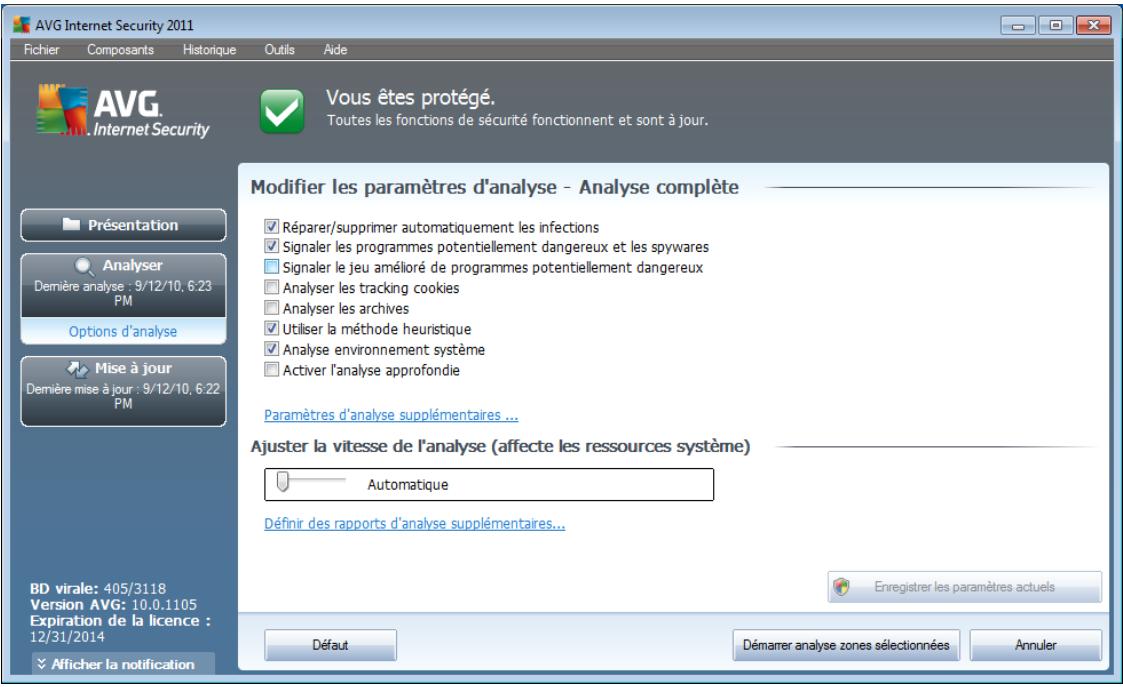 AVG INTERNET SECURITY 2011 - Modification de la configuration de l'analyse - 1