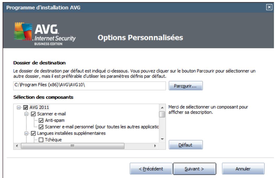 AVG INTERNET SECURITY 2011 - Options personnalisées - 1