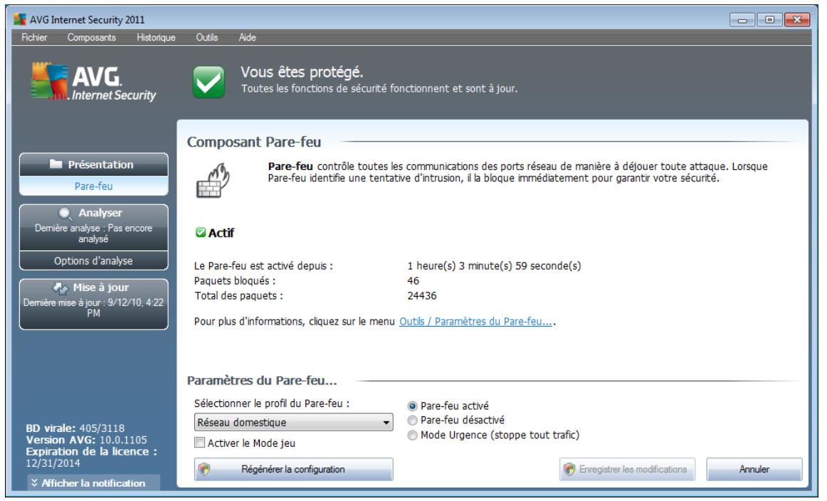 AVG INTERNET SECURITY 2011 - Interface du pare-feu - 1