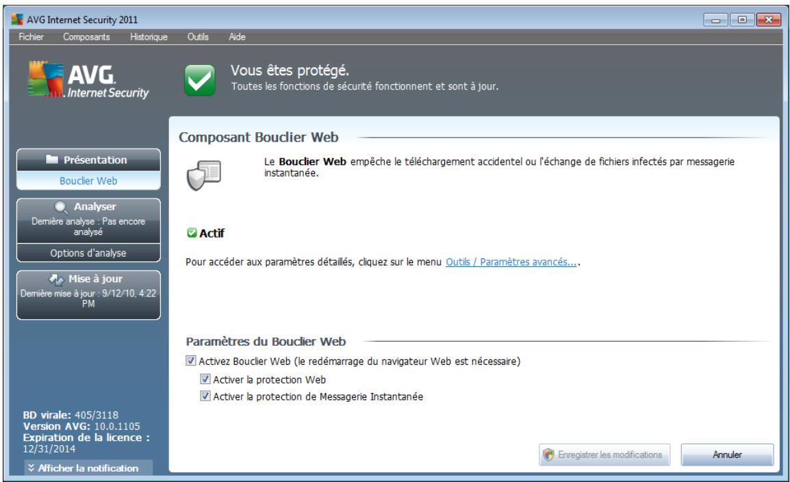 AVG INTERNET SECURITY 2011 - Interface du bouclier web - 1
