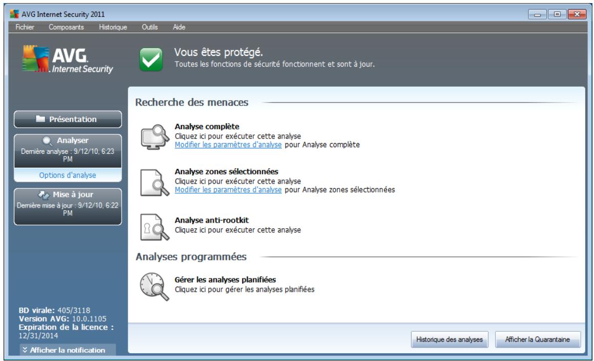 AVG INTERNET SECURITY 2011 - Interface d'analyse - 1
