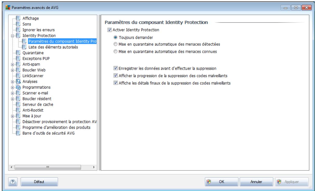 AVG INTERNET SECURITY 2011 - Paramètres d'identity protection - 1