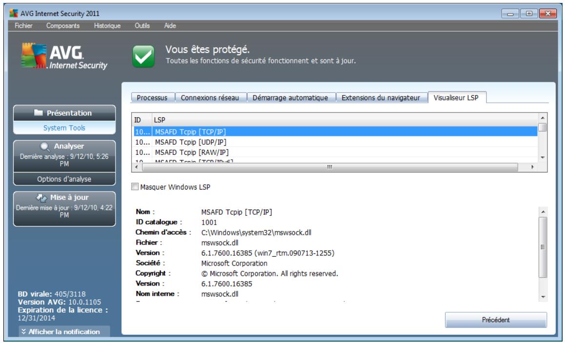 AVG INTERNET SECURITY 2011 - Visualiseur LSP - 1