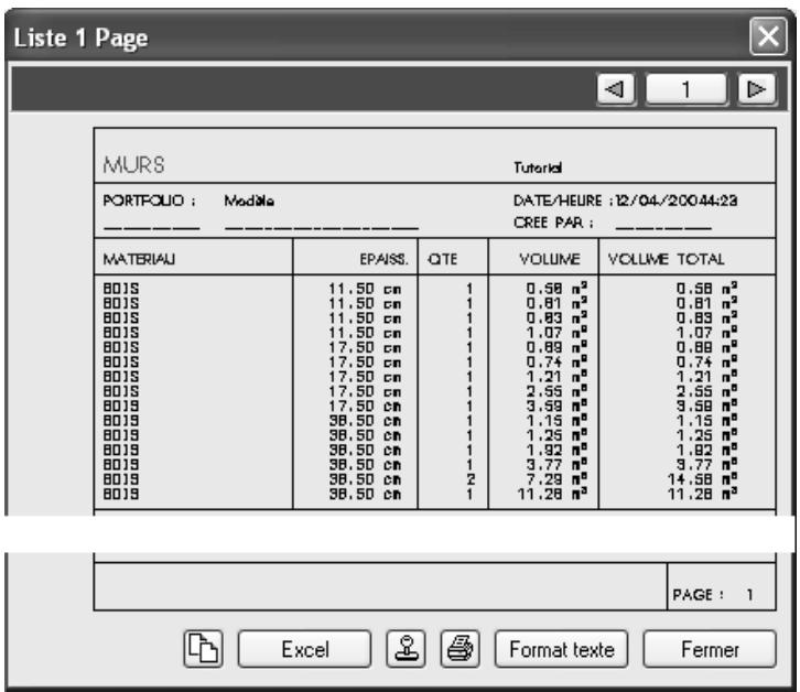 CAD LIMITED ALLPLAN 2005 ARCHITECTURE - Sortir une liste standard - 2