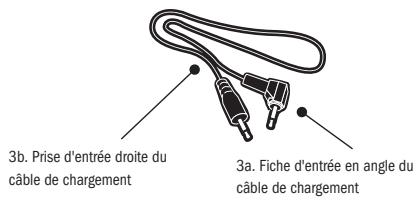 3b. Prise d'entrée droite du câble de chargement 3a. Fiche d'entrée en angle du câble de chargement