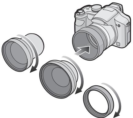 PANALOGIC DMC-FZ8 - Fixez le convertisseur d'objectif ou I'objectif gros-plan. - 1