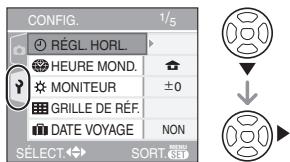 PANALOGIC DMC-FZ8 - Appuyez sur  pour selectionner l'icone [Y] du menu [CONFIG.] puis appuyez sur  . - 1