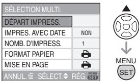 PANALOGIC DMC-FZ8 - Appuyez sur ▲ pour sélectionnner [DéPART IMPRESS.] puis appuyez sur [MENU/SET]. - 1