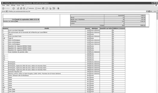 YVERT ET TELLIER PHILAPLUS - - Impression des données - 3