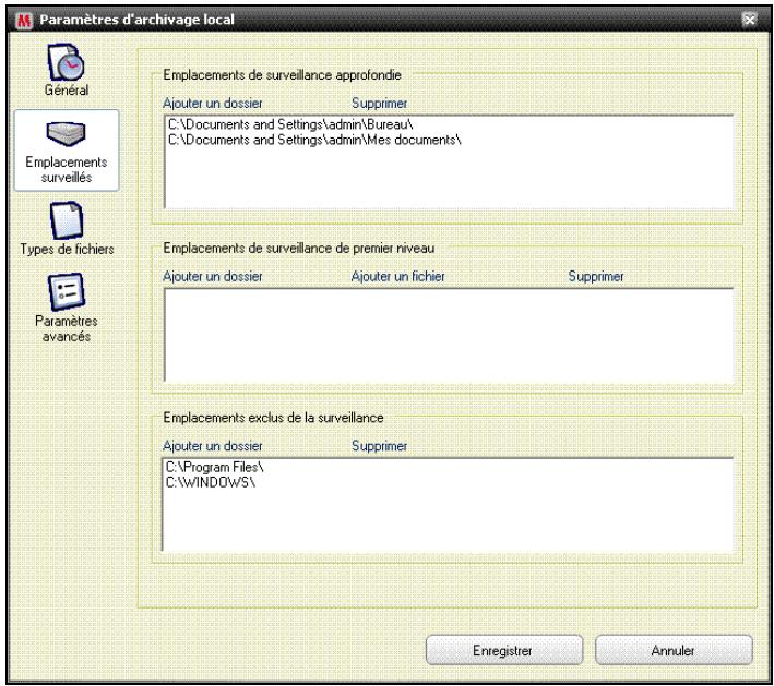 MCAFEE TOTAL PROTECTION 2008 - Pour inclure un emplacement dans l'archive : - 1