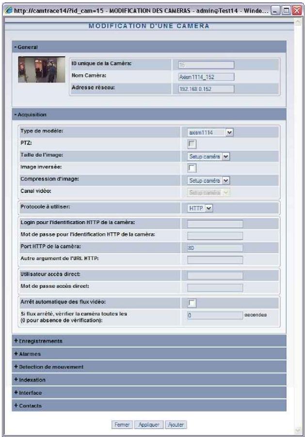 CAMTRACE V5.10.00 - Déclaration manuelle des caméras - 1