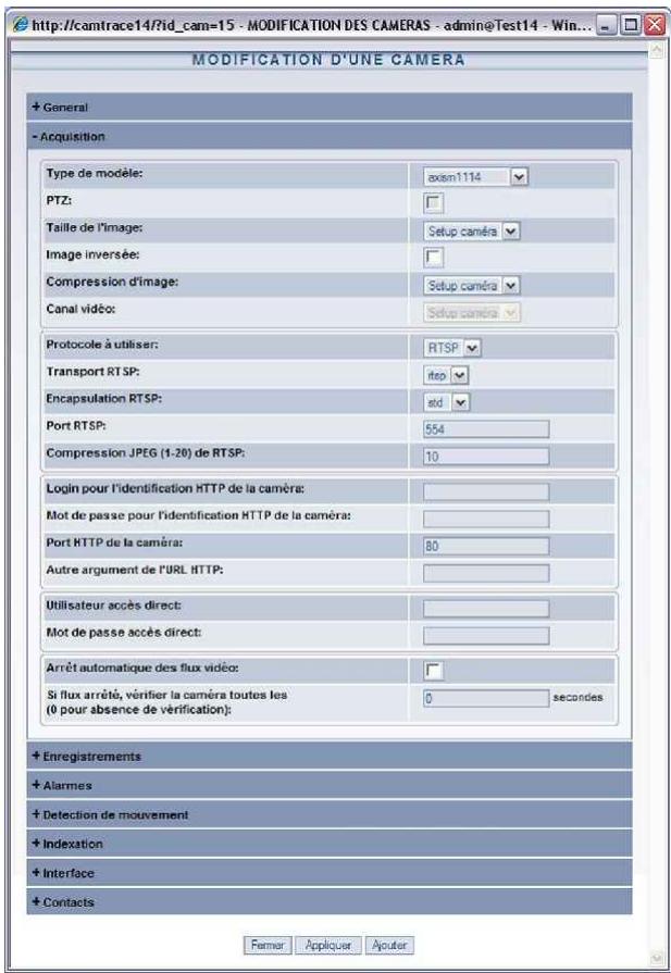 CAMTRACE V5.10.00 - Déclaration manuelle des caméras - 2