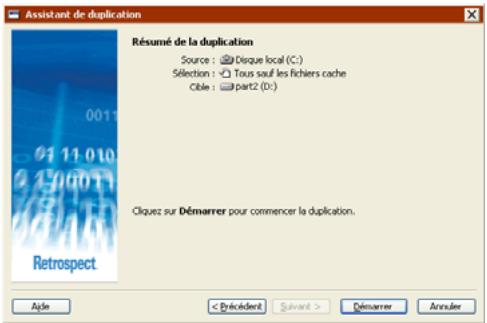 EMC RETROSPECT - Examen des paramètres de duplication - 1