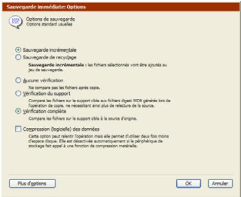 EMC RETROSPECT - Définition des options supplémentaires - 2