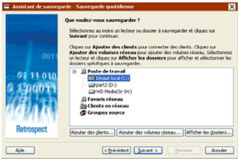 EMC RETROSPECT - Sélection de lecteurs et de dossiers spécifiques - 1