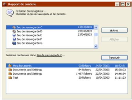 EMC RETROSPECT - Affichage du contenu de session - 1