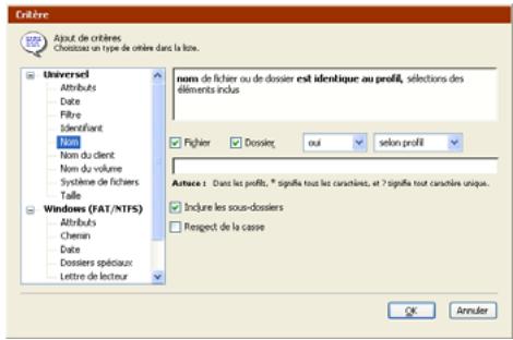 EMC RETROSPECT - Critères d'un filtrage - 2
