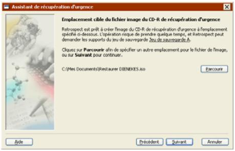 EMC RETROSPECT - Spécification d'un emplacement pour l'enregistrement de l'image de CD - 1