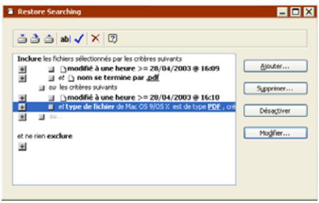 EMC RETROSPECT - Filtre restaurer la recherche - 1