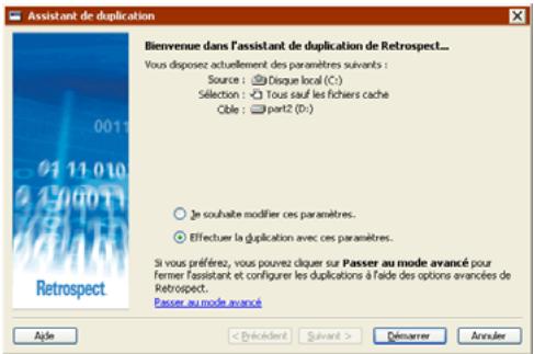 EMC RETROSPECT - Modification des paramètres de duplication - 1