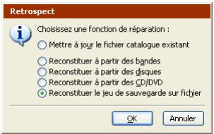 EMC RETROSPECT - Pour réparer un jeu de sauvegarde sur fichier : - 1