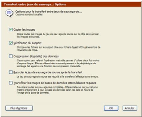EMC RETROSPECT - Définition des options supplémentaires - 1