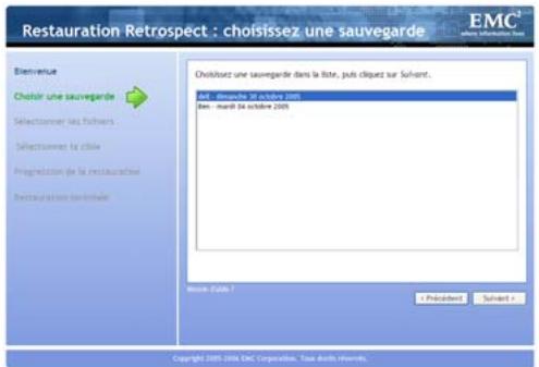 EMC RETROSPECT - Pour restaurer les fichiers de RLU client : - 2