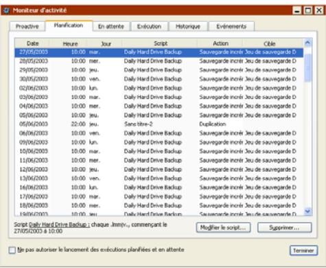 EMC RETROSPECT - Onglet planification - 1