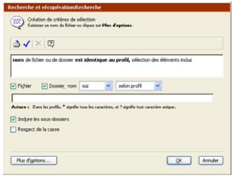 EMC RETROSPECT - Spécification des critères de recherche - 1
