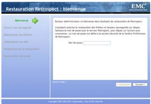 EMC RETROSPECT - Pour restaurer des fichiers via la RLU administrateur : - 1