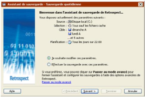 EMC RETROSPECT - Modification des paramètres du script de sauvegarde - 1