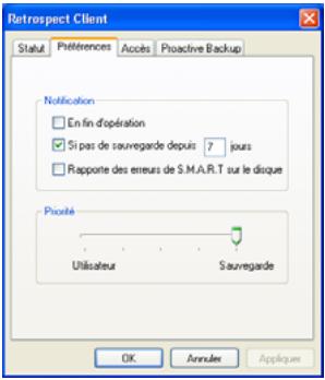 EMC RETROSPECT - Préférences générales - 1