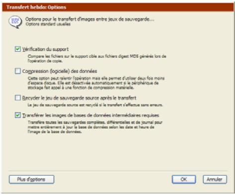 EMC RETROSPECT - Définition des options supplémentaires - 1