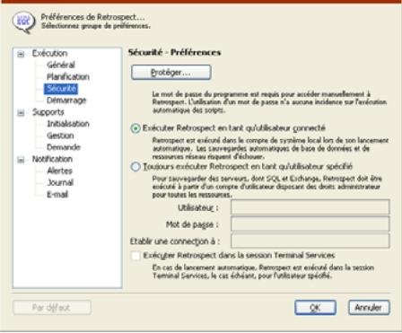 EMC RETROSPECT - Configuration des préférences de sécurité de Retrospect - 2