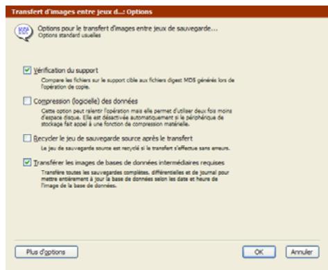EMC RETROSPECT - Définition des options supplémentaires - 1