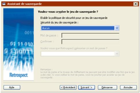 EMC RETROSPECT - Définition des options sécurité du jeu de sauvegarde - 1