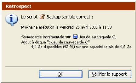 EMC RETROSPECT - Pour vérifier un script - 2